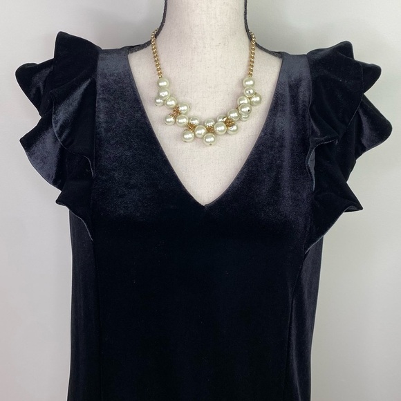 Draper James Black Velvet Ruffle Cap Sleeve Dress size 8 - Picture 6 of 12
